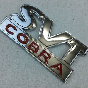2 FORD SVT Cobra Side Rear Trunk Emblems Decal Badges Sticker Silver Red 4" X 2"